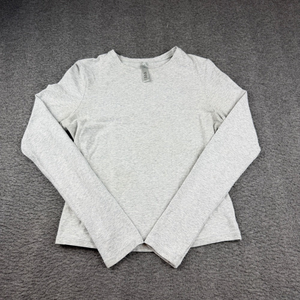 Skims Cotton Jersey Long Sleeve T-Shirt Women's Large Gray Heather RN 158973